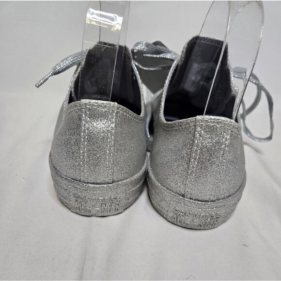 NEW Converse All Star CTAS silver glitter bling low oxford sneaker shoe 10/8 - Picture 6 of 8